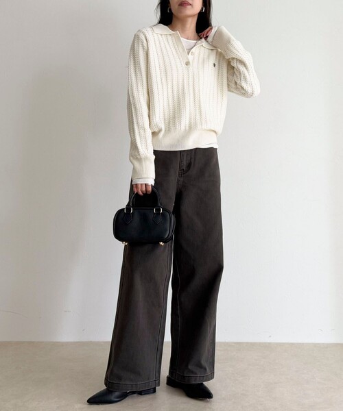 fredy emue(フレディエミュ)の「コットンツイルストレートパンツ(その他パンツ・レディース・ブラウン系その他/ブラウン/チャコールグレー・38/36)」の4枚目の写真