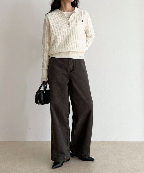 fredy emue(フレディエミュ)の「コットンツイルストレートパンツ(その他パンツ・レディース・ブラウン系その他/ブラウン/チャコールグレー・38/36)」の6枚目の写真