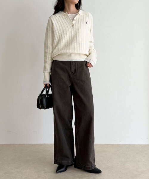 fredy emue(フレディエミュ)の「コットンツイルストレートパンツ(その他パンツ・レディース・ブラウン系その他/ブラウン/チャコールグレー・38/36)」の7枚目の写真