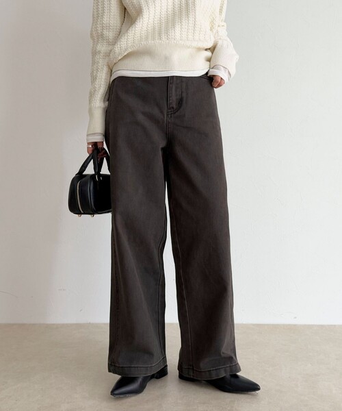 fredy emue(フレディエミュ)の「コットンツイルストレートパンツ(その他パンツ・レディース・ブラウン系その他/ブラウン/チャコールグレー・38/36)」の10枚目の写真