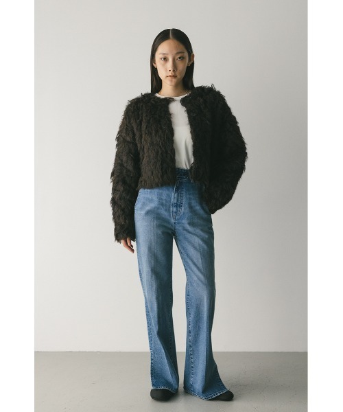 セール】メランジシャギーショートニットカーデ（カーディガン/ボレロ