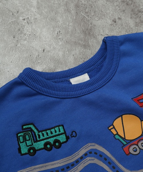 SUNDAYS SUN(サンデイズ サン)の「ポケットつきプリントトレーナー(こうじげんばのはたらくくるま)(スウェット・キッズ・アイボリー/ブルー・90/100/110/120/130/80)」の4枚目の写真