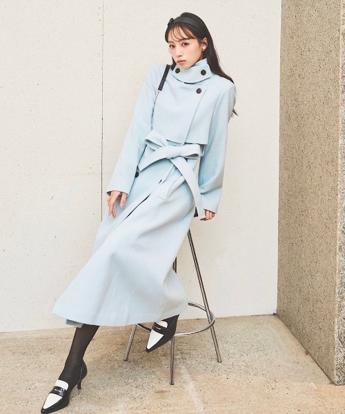 【日本製】スタニングルアー ウールスタンドカラーコート 比翼 グレー 1 r Stunning Lure 2023 AUTUMN｜STUNNING LURE online shop