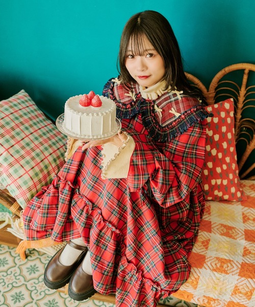 kutir（クティール）の「【クティールとレトロ】リボンたっぷりダブルチェック付け襟（付け襟・レディース・レッド/イエロー/ブルー・FREE）」の19枚目の写真