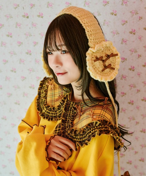 kutir（クティール）の「【クティールとレトロ】リボンたっぷりダブルチェック付け襟（付け襟・レディース・レッド/イエロー/ブルー・FREE）」の8枚目の写真