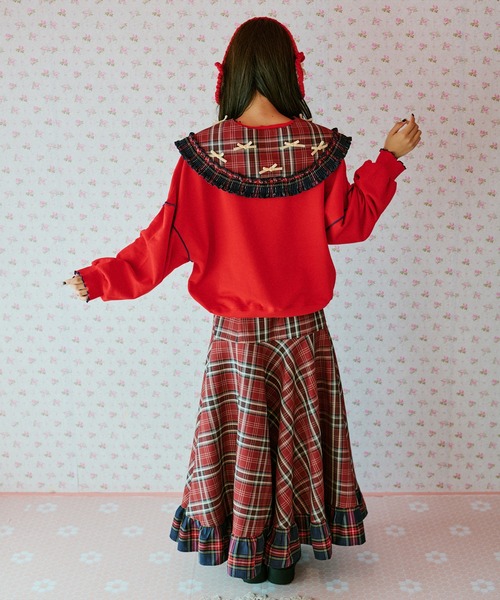 kutir（クティール）の「【クティールとレトロ】リボンたっぷりダブルチェック付け襟（付け襟・レディース・レッド/イエロー/ブルー・FREE）」の16枚目の写真