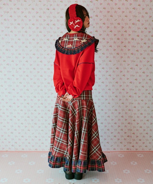 kutir（クティール）の「【クティールとレトロ】リボンたっぷりダブルチェック付け襟（付け襟・レディース・レッド/イエロー/ブルー・FREE）」の15枚目の写真