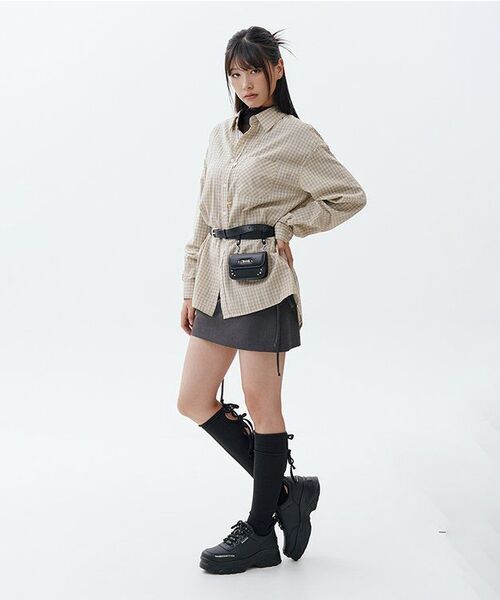 CRANK(クランク)の「リボンスリットスカートパンツ_チャコール(スカート・レディース・その他・SMALL/MEDIUM)」の5枚目の写真