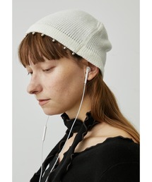 uyu. | パール付きリブニットビーニー(ニットキャップ/ビーニー)