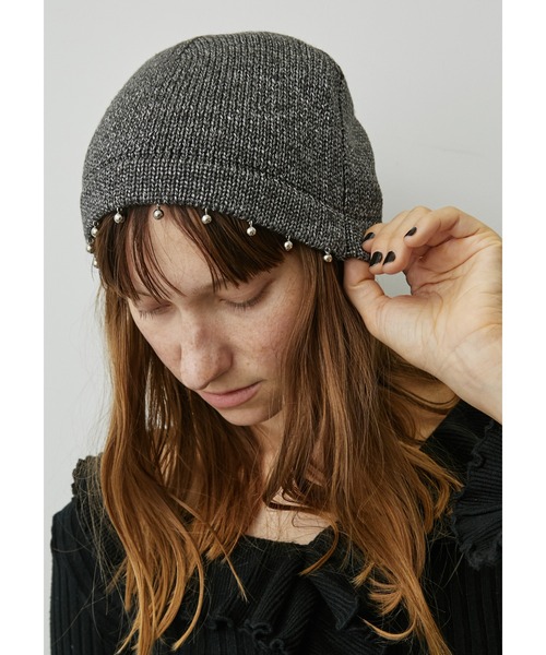 uyu.（ウユ）の「パール付きリブニットビーニー（ニットキャップ/ビーニー・レディース・ブラック/グレー/アイボリー・FREE）」の3枚目の写真