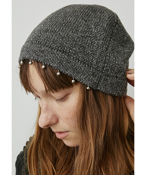 uyu.（ウユ）の「パール付きリブニットビーニー（ニットキャップ/ビーニー・レディース・ブラック/グレー/アイボリー・FREE）」の7枚目の写真