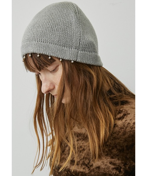 uyu.（ウユ）の「パール付きリブニットビーニー（ニットキャップ/ビーニー・レディース・ブラック/グレー/アイボリー・FREE）」の8枚目の写真