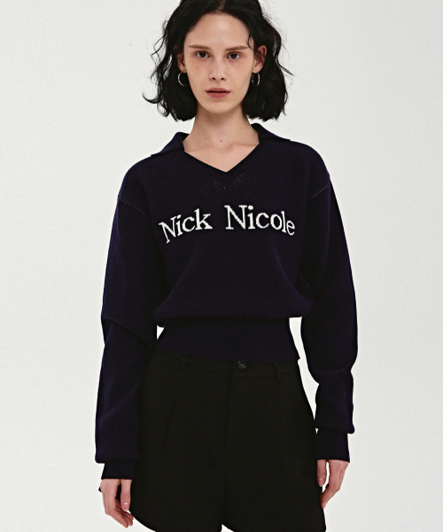 NICK&NICOLE(ニックアンドニコール)の「NICOLE COLOR BLOCK COLLAR KNIT_NAVY(ニット/セーター・レディース・その他・FREE)」の1枚目の写真