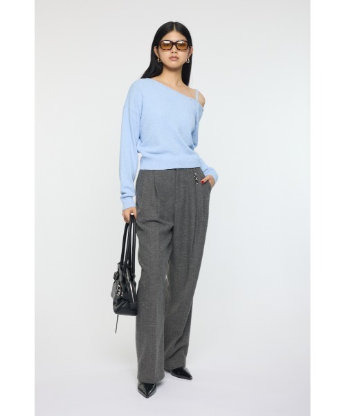 MOUSSY(マウジー)の「BUTTON STRAP O/S トップス(ニット/セーター・レディース・杢グレー/アイボリー/ブラック/ライトブルー・FREE)」の13枚目の写真