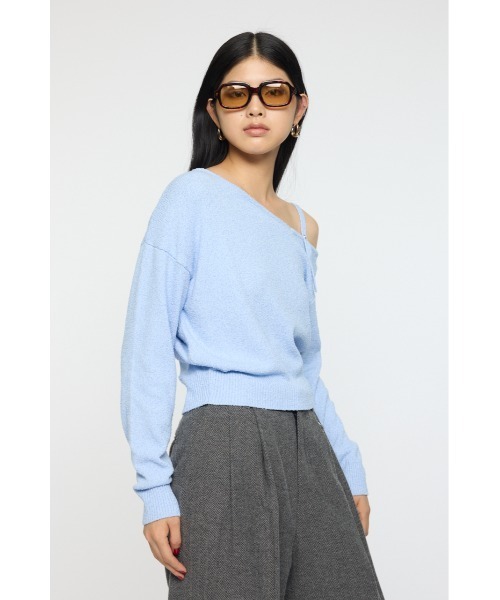 MOUSSY(マウジー)の「BUTTON STRAP O/S トップス(ニット/セーター・レディース・杢グレー/アイボリー/ブラック/ライトブルー・FREE)」の15枚目の写真
