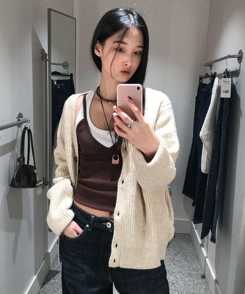AGOD（エージーオーディー）の「ヘアリーリブニットカーディガン [オートミール]（ニット/セーター・レディース・その他・SMALL/MEDIUM/LARGE）」の17枚目の写真