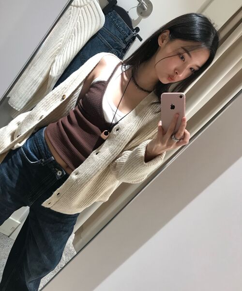 AGOD（エージーオーディー）の「ヘアリーリブニットカーディガン [オートミール]（ニット/セーター・レディース・その他・SMALL/MEDIUM/LARGE）」の12枚目の写真