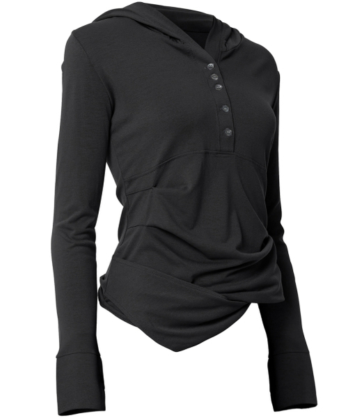 FLAREUP(フレアアップ)の「Asymmetrical Draped Hoodie (FL-187_Black)(パーカー・レディース・ブラック・1/2)」の7枚目の写真