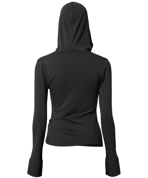 FLAREUP(フレアアップ)の「Asymmetrical Draped Hoodie (FL-187_Black)(パーカー・レディース・ブラック・1/2)」の8枚目の写真