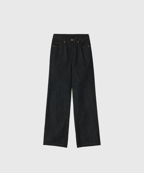 LOOKAST(ルックキャスト)の「サリンストレートデニムパンツ_ブラック / SALIN STRAIGHT DENIM PANTS_BLACK(デニムパンツ・レディース・ブラック・SMALL)」の2枚目の写真