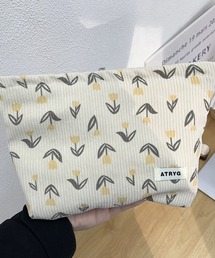 Pochi Pouch（ポチポーチ）の「Pochi Pouchコーデュロイ チューリップ柄 フラットポーチ（ポーチ）」