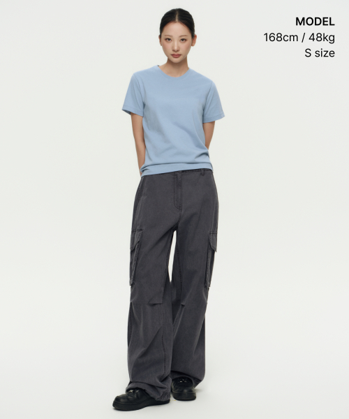 MUSINSA STANDARD WOMAN（ムシンサスタンダードウーマン）の「[クールタンダード] ウィメンズ ベーシック クルーネック Tシャツ [スカイブルー]（Tシャツ/カットソー・レディース・その他・X-SMALL/SMALL/LARGE/MEDIUM/X-LARGE）」の2枚目の写真