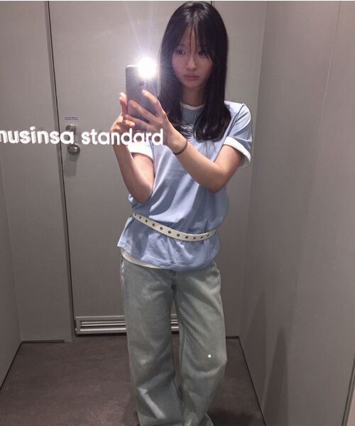 MUSINSA STANDARD WOMAN（ムシンサスタンダードウーマン）の「[クールタンダード] ウィメンズ ベーシック クルーネック Tシャツ [スカイブルー]（Tシャツ/カットソー・レディース・その他・X-SMALL/SMALL/LARGE/MEDIUM/X-LARGE）」の5枚目の写真