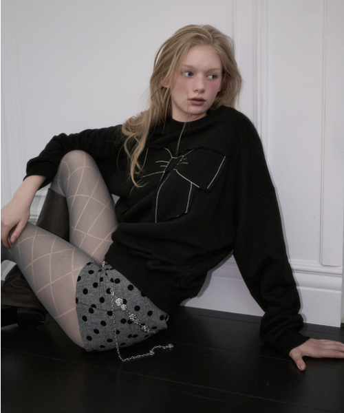 ROSEFRANTZ（ロゼフランツ）の「Patch Ribbon Sweatshirt [Black]（スウェット・レディース・ブラック・OS）」の8枚目の写真