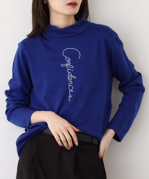 BRODIAEA(ブローディア)の「BRODIAEA ウール混ロゴハイネックプルオーバー 長袖(Tシャツ/カットソー・レディース・オフホワイト/ブルー/ブラック/ベージュ/グレー・40)」の5枚目の写真