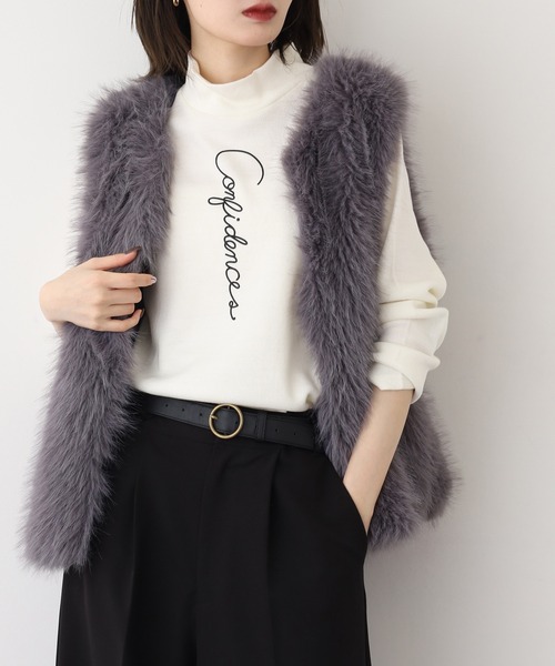 BRODIAEA(ブローディア)の「BRODIAEA ウール混ロゴハイネックプルオーバー 長袖(Tシャツ/カットソー・レディース・オフホワイト/ブルー/ブラック/ベージュ/グレー・40)」の13枚目の写真
