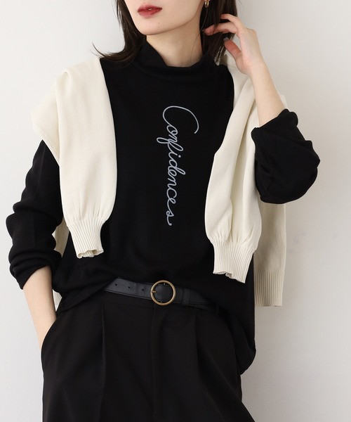 BRODIAEA(ブローディア)の「BRODIAEA ウール混ロゴハイネックプルオーバー 長袖(Tシャツ/カットソー・レディース・オフホワイト/ブルー/ブラック/ベージュ/グレー・40)」の16枚目の写真