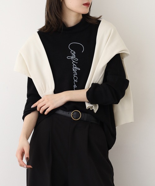 BRODIAEA(ブローディア)の「BRODIAEA ウール混ロゴハイネックプルオーバー 長袖(Tシャツ/カットソー・レディース・オフホワイト/ブルー/ブラック/ベージュ/グレー・40)」の19枚目の写真