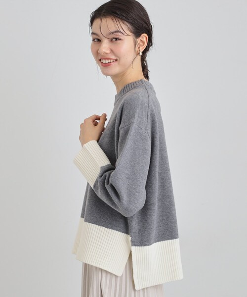 THE SHOP TK (ザ ショップ ティーケー )の「インしないで着られる カラーブロックニット(ニット/セーター・レディース・ダークブラウン系4/ネイビー系4/グレー系4・13/12)」の4枚目の写真