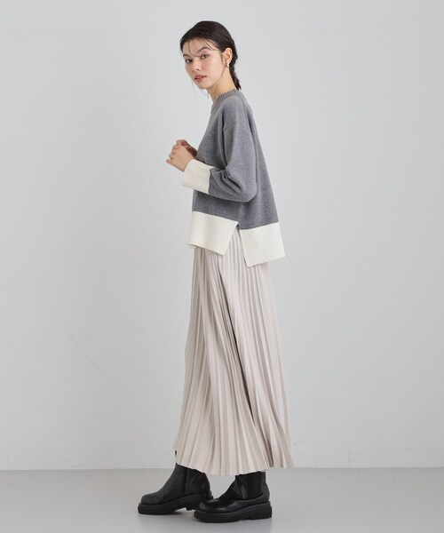 THE SHOP TK (ザ ショップ ティーケー )の「インしないで着られる カラーブロックニット(ニット/セーター・レディース・ダークブラウン系4/ネイビー系4/グレー系4・13/12)」の6枚目の写真