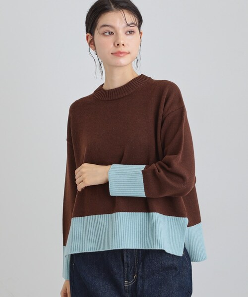 THE SHOP TK (ザ ショップ ティーケー )の「インしないで着られる カラーブロックニット(ニット/セーター・レディース・ダークブラウン系4/ネイビー系4/グレー系4・13/12)」の8枚目の写真