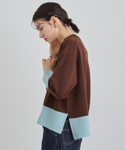 THE SHOP TK (ザ ショップ ティーケー )の「インしないで着られる カラーブロックニット(ニット/セーター・レディース・ダークブラウン系4/ネイビー系4/グレー系4・13/12)」の9枚目の写真
