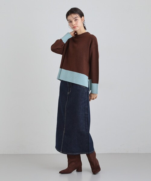 THE SHOP TK (ザ ショップ ティーケー )の「インしないで着られる カラーブロックニット(ニット/セーター・レディース・ダークブラウン系4/ネイビー系4/グレー系4・13/12)」の10枚目の写真