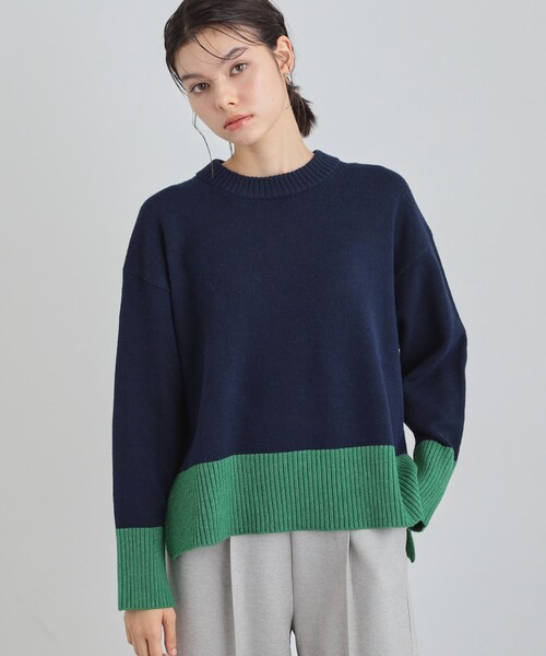 THE SHOP TK (ザ ショップ ティーケー )の「インしないで着られる カラーブロックニット(ニット/セーター・レディース・ダークブラウン系4/ネイビー系4/グレー系4・13/12)」の12枚目の写真
