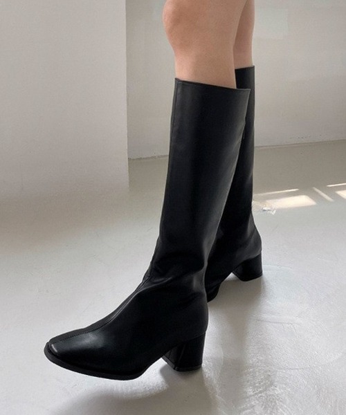 HALEY PESCA（ヘーリーペスカ）の「HALEY PESCA/スクエアトゥ　ヒールロングブーツ（ブーツ・レディース・ブラック/ブラウン・40/38/36）」の3枚目の写真