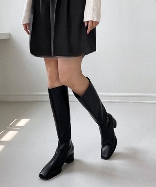 HALEY PESCA（ヘーリーペスカ）の「HALEY PESCA/スクエアトゥ　ヒールロングブーツ（ブーツ・レディース・ブラック/ブラウン・40/38/36）」の6枚目の写真