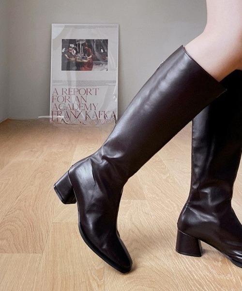 HALEY PESCA（ヘーリーペスカ）の「HALEY PESCA/スクエアトゥ　ヒールロングブーツ（ブーツ・レディース・ブラック/ブラウン・40/38/36）」の10枚目の写真