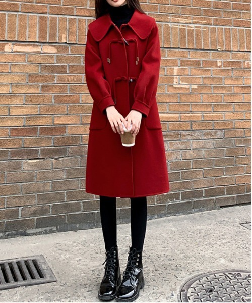 ＆soiree（アンドソワレ）の「ビックカラーミドル丈コート（チェスターコート・レディース・ブラック/レッド・MEDIUM/LARGE/X-LARGE）」の4枚目の写真