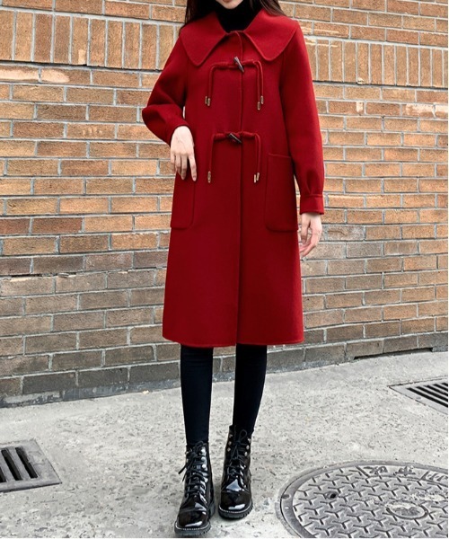 ＆soiree（アンドソワレ）の「ビックカラーミドル丈コート（チェスターコート・レディース・ブラック/レッド・MEDIUM/LARGE/X-LARGE）」の5枚目の写真