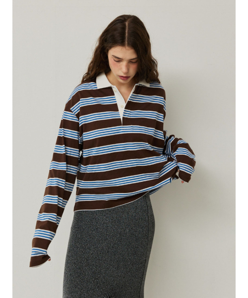 RMRN（アルエームアルエヌ）の「MULTI STRIPE RUGBY T-SHIRT（ポロシャツ・レディース・ピンク・FREE）」の2枚目の写真