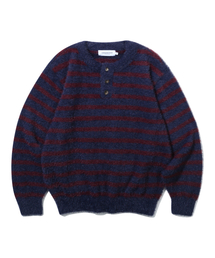 URBANSTOFF（アーバンストッフ）の「ボーダーヘアリー ヘンリーネックニット (ネイビー)（ニット/セーター）」