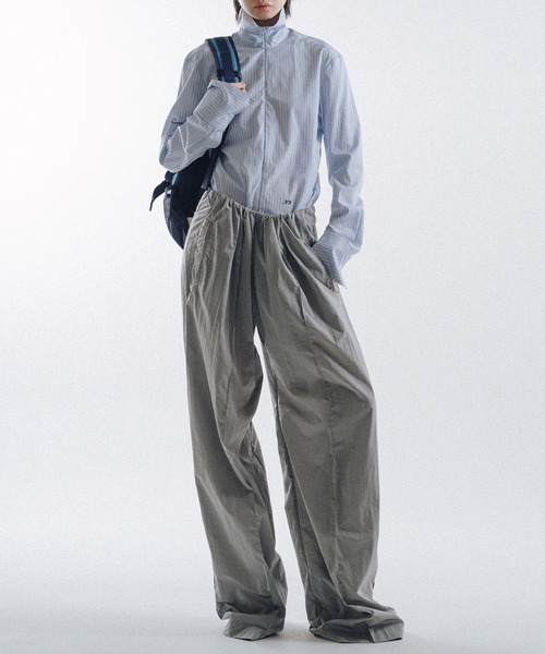 KEISUKEYOSHIDA(ケイスケヨシダ)の「Tightly Gathered Sports Pants(スウェットパンツ・レディース・グレー/ネイビー・S)」の4枚目の写真