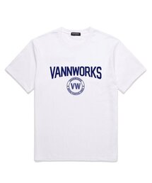 WIZARD オーバーサイズ 半袖Tシャツ (VS0048) ホワイト/ネイビー