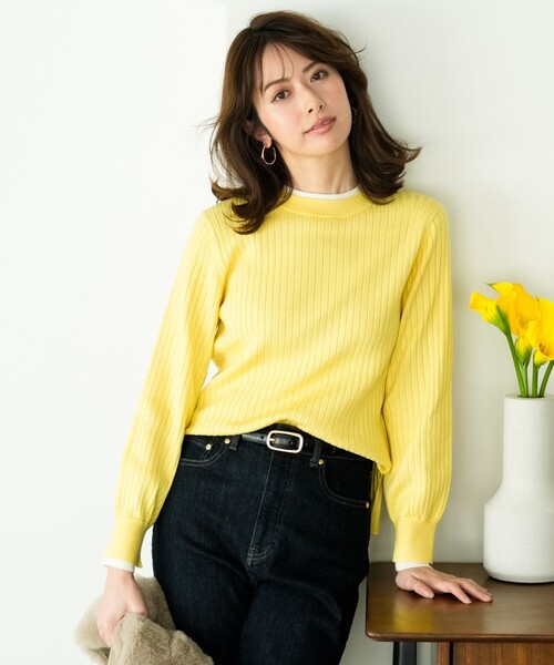 ANY SIS(エニィスィス)の「【WEB・一部店舗限定】ダブルカラー ニット(ニット/セーター・レディース・オレンジ系/ベージュ系/スカイブルー系/ホワイト系/ネイビー系/ライトイエロー系・X-LARGE)」の6枚目の写真