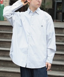 【MAISON CLUB】Broad L/S Oversized Regular Collar Shirt　/　Plain Stripe Plaid graphpaper pattern Shirt アナグラム刺繍ロングスリーブシャツ