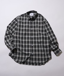 【MAISON CLUB】Broad L/S Oversized Regular Collar Shirt / Plain Stripe Plaid graphpaper pattern Shirt アナグラム刺繍ロングスリーブシャツ